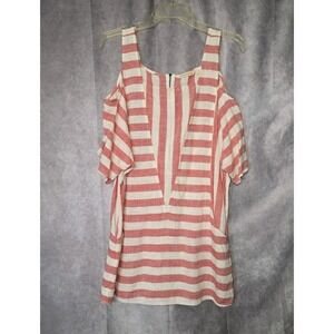 Soft Surroundings Top Ladies S Striped Cold Shoulder Linen Blend Tunic Womens